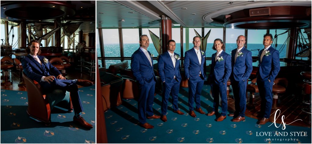 Daisy and Nenad's cruise ship wedding. picture of the groomsmen
