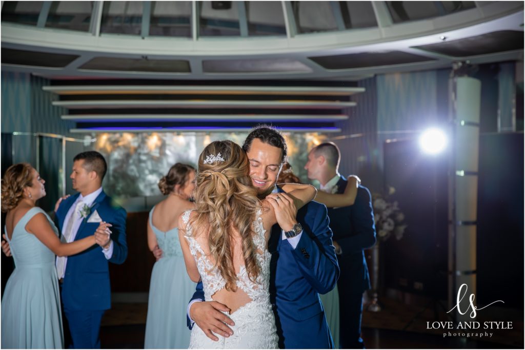 Daisy and Nenad's cruise ship wedding, bride and groom first dance