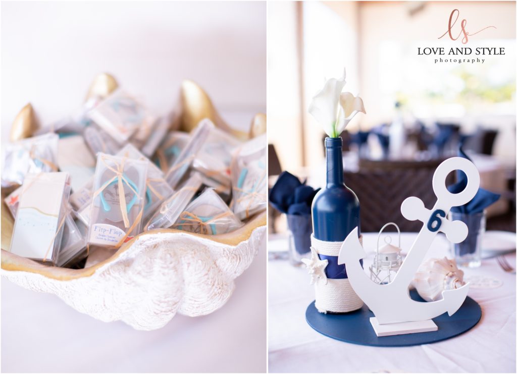 Wedding Photography at The Beach House, Anna Maria Island, detail shot of centerpieces