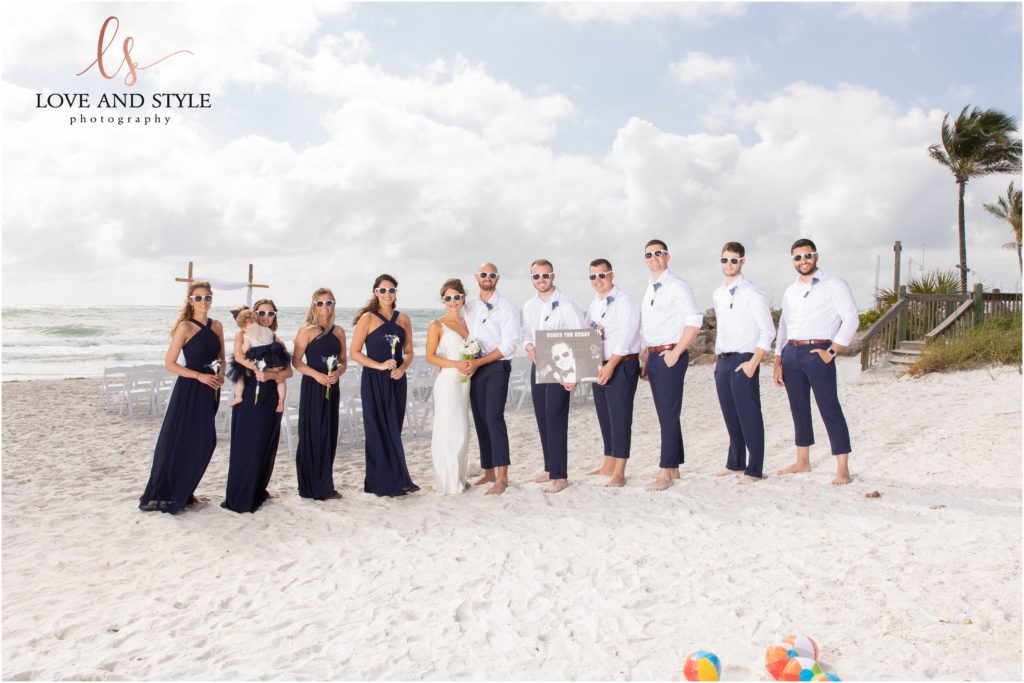 Wedding Photography at The Beach House, Anna Maria Island, the entire wedding party