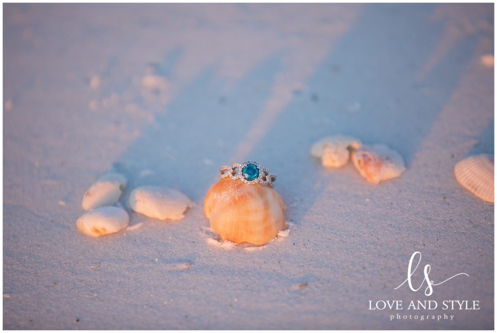 Engagement photoshoot on Anna Maria Island at Bean Point at sunset