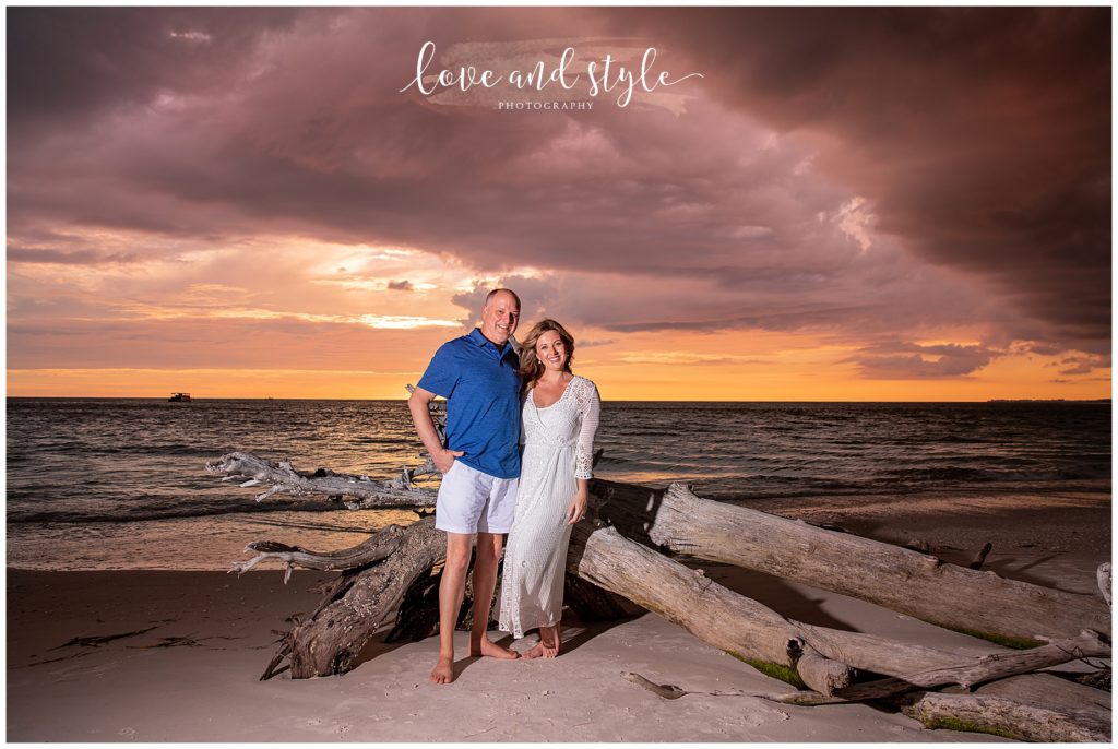 Longboat Key Family Photography at Beer Can Island during a beautiful sunset with a family of four
