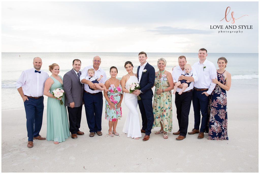 Group photo of this small Anna Maria Island Wedding 