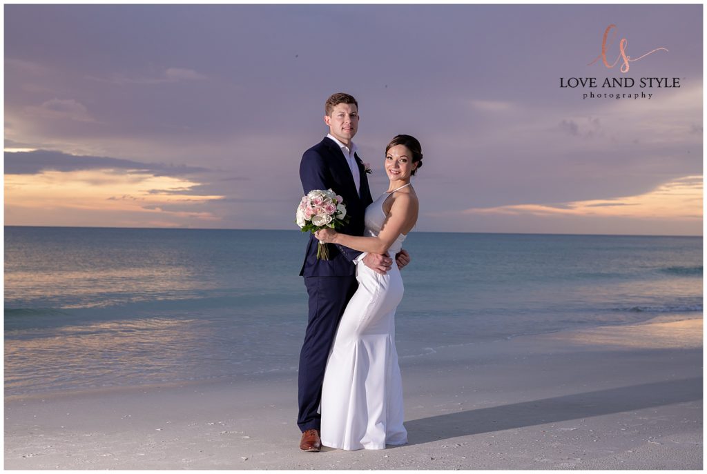 Bride and Groom portrait after their Anna Maria Island Sunset Beach Wedding