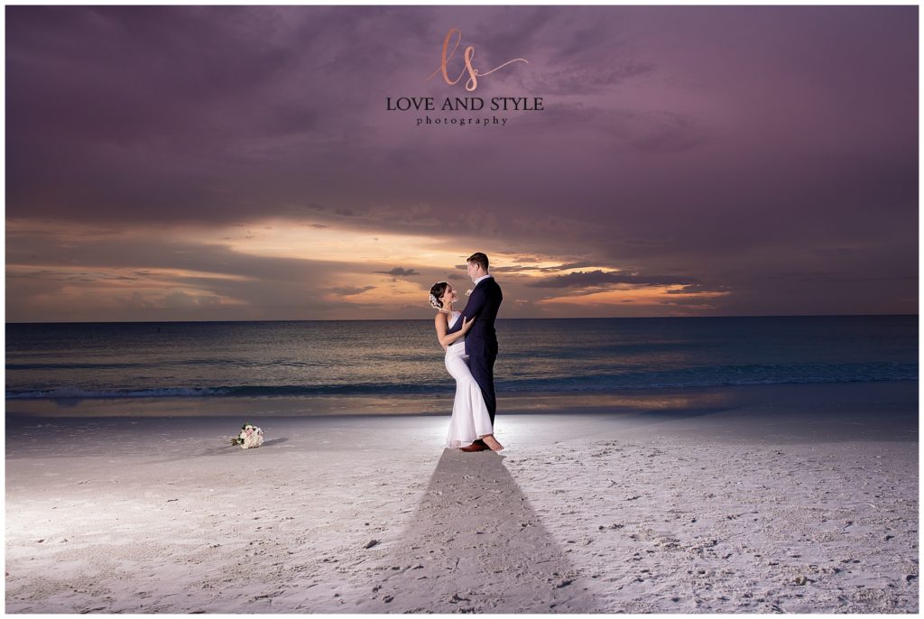 Bride and Groom portrait after their Anna Maria Island Sunset Beach Wedding