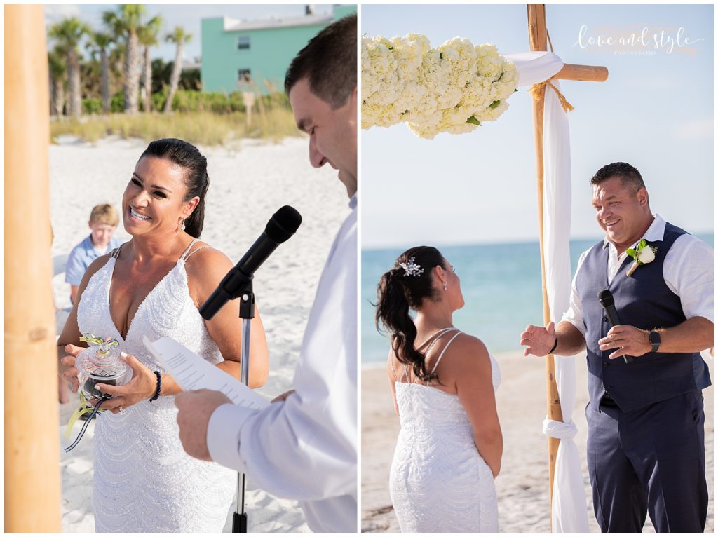 Wedding Photography at The Beach House with bride and groom saying their vows