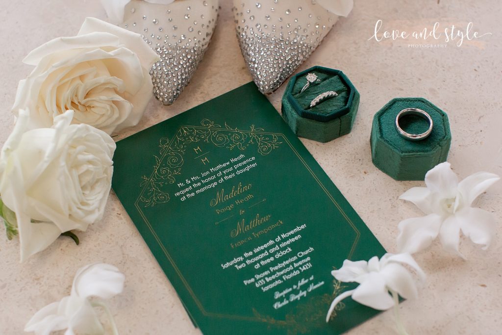 Wedding invitation and details for a Gorgeous Sarasota Wedding