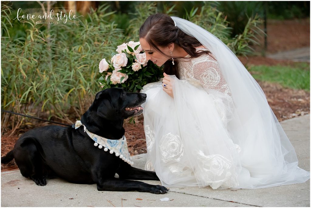 Powel Crosley Estate Wedding photo of the bride with her dog