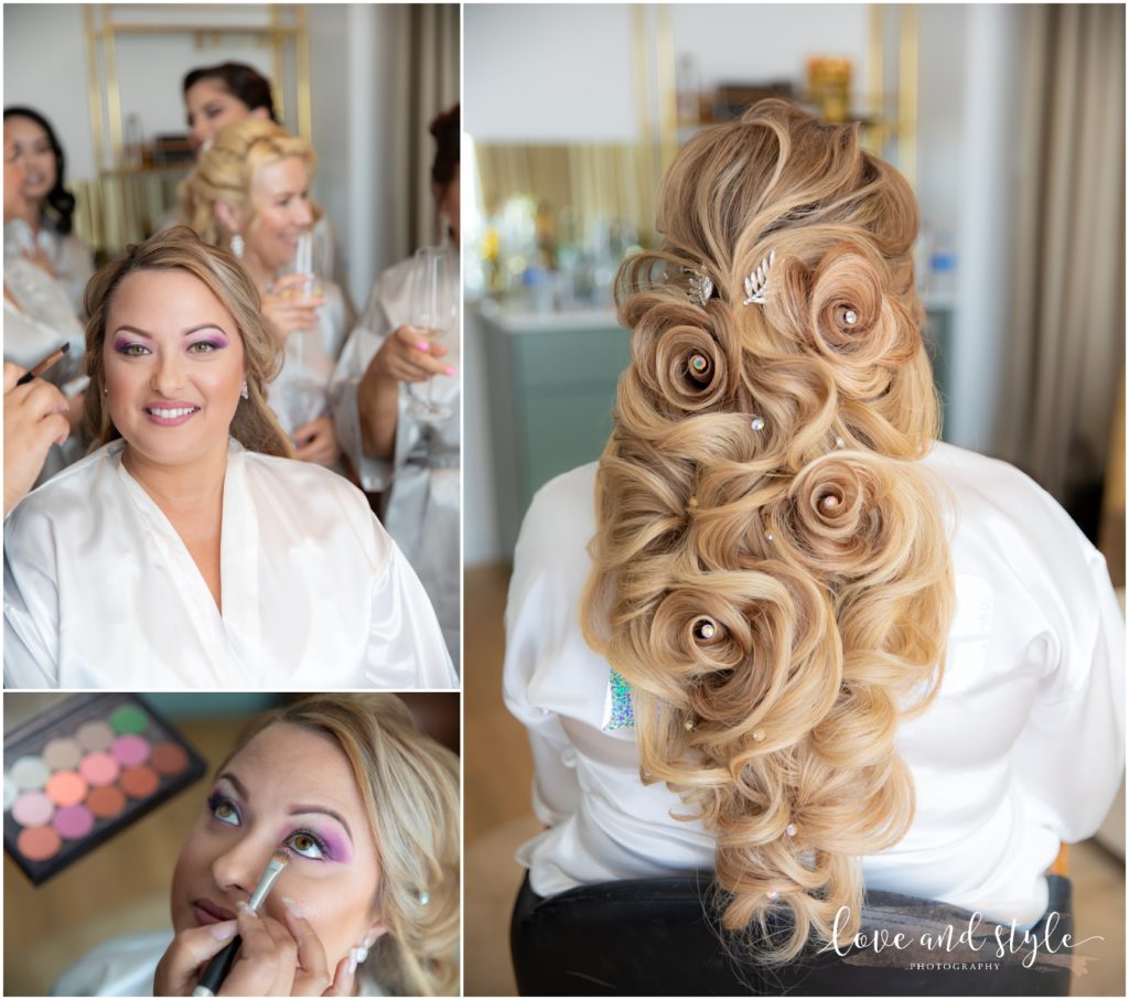 Bride Getting ready with hair and makeup at The Sarasota Modern