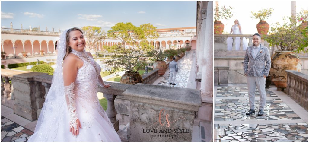 A Wedding at The Ringling Museum, first look with bride and groom