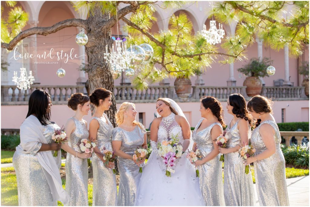 A Wedding at The Ringling Museum, bride and bridesmaids