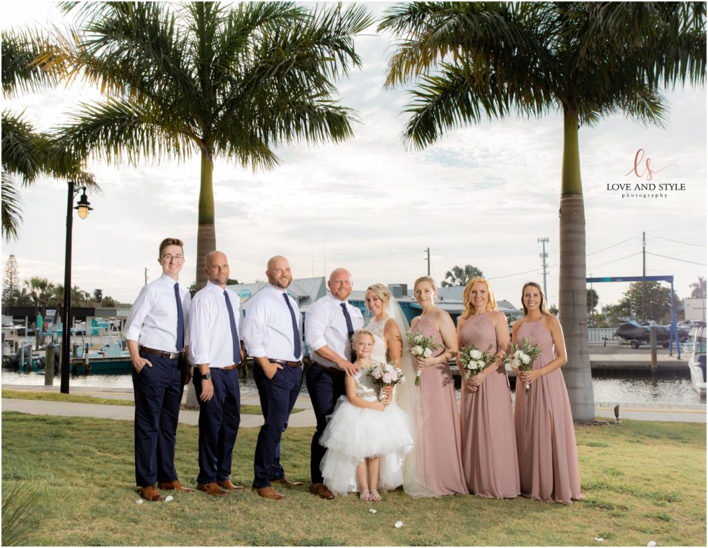 Full Wedding Party picture at The Waterline Marina on Anna Maria Island