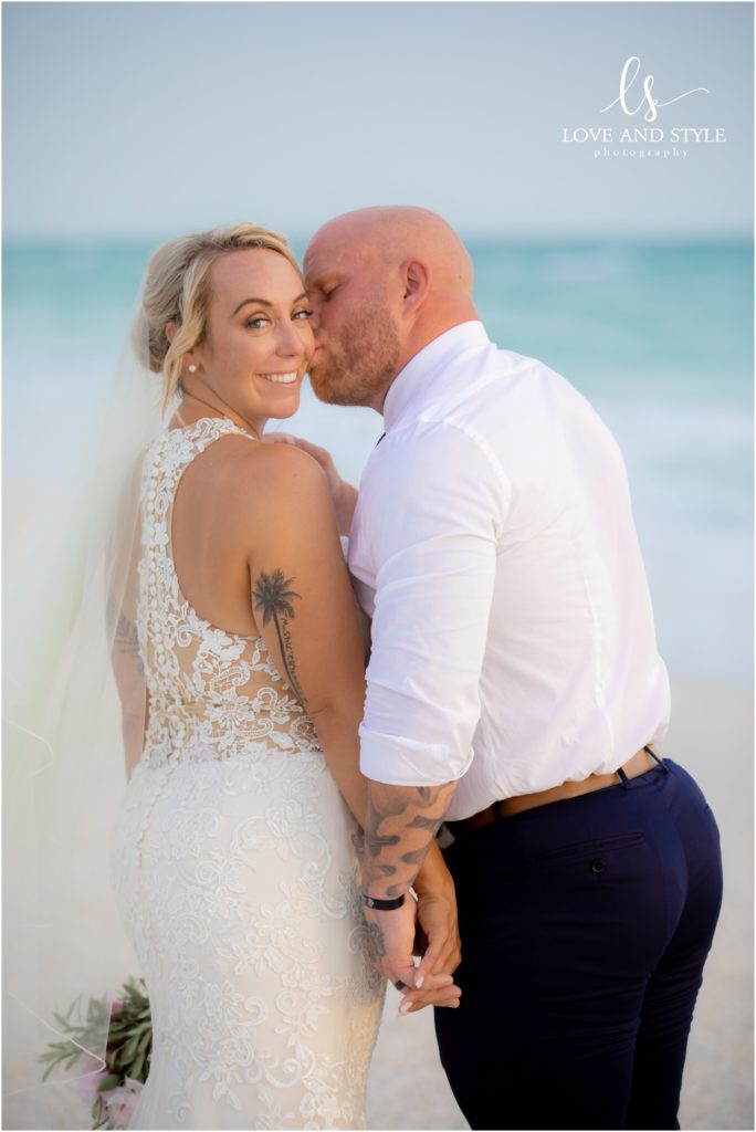 Bride and groom on an Anna Maria Island Beach