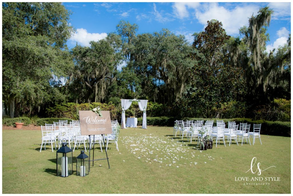 Wedding ceremony site by Sarasota Wedding Photographer at The Founders Golf Club