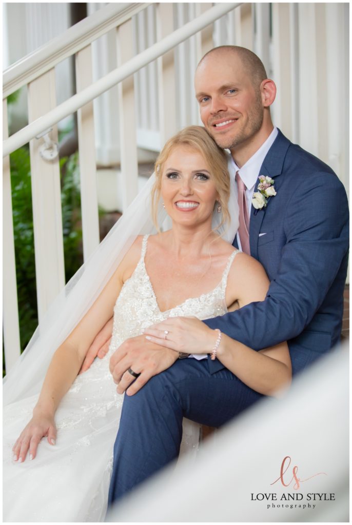 A bride and groom portrait after their Sarasota Wedding at The Founders Club