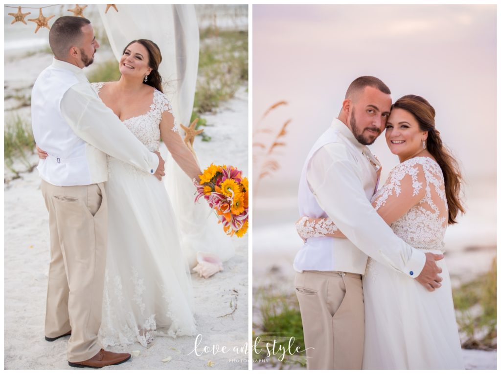 bride-groom-portrait-1 at sunset on Anna Maria Island