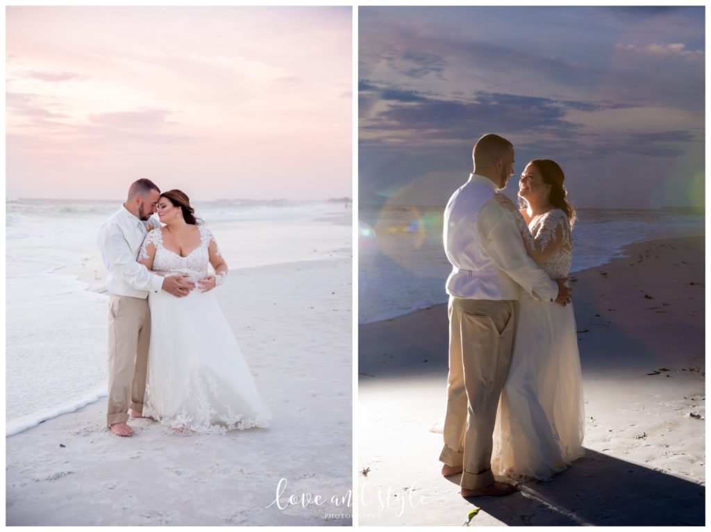 bride-groom-portrait-1 at sunset on Anna Maria Island