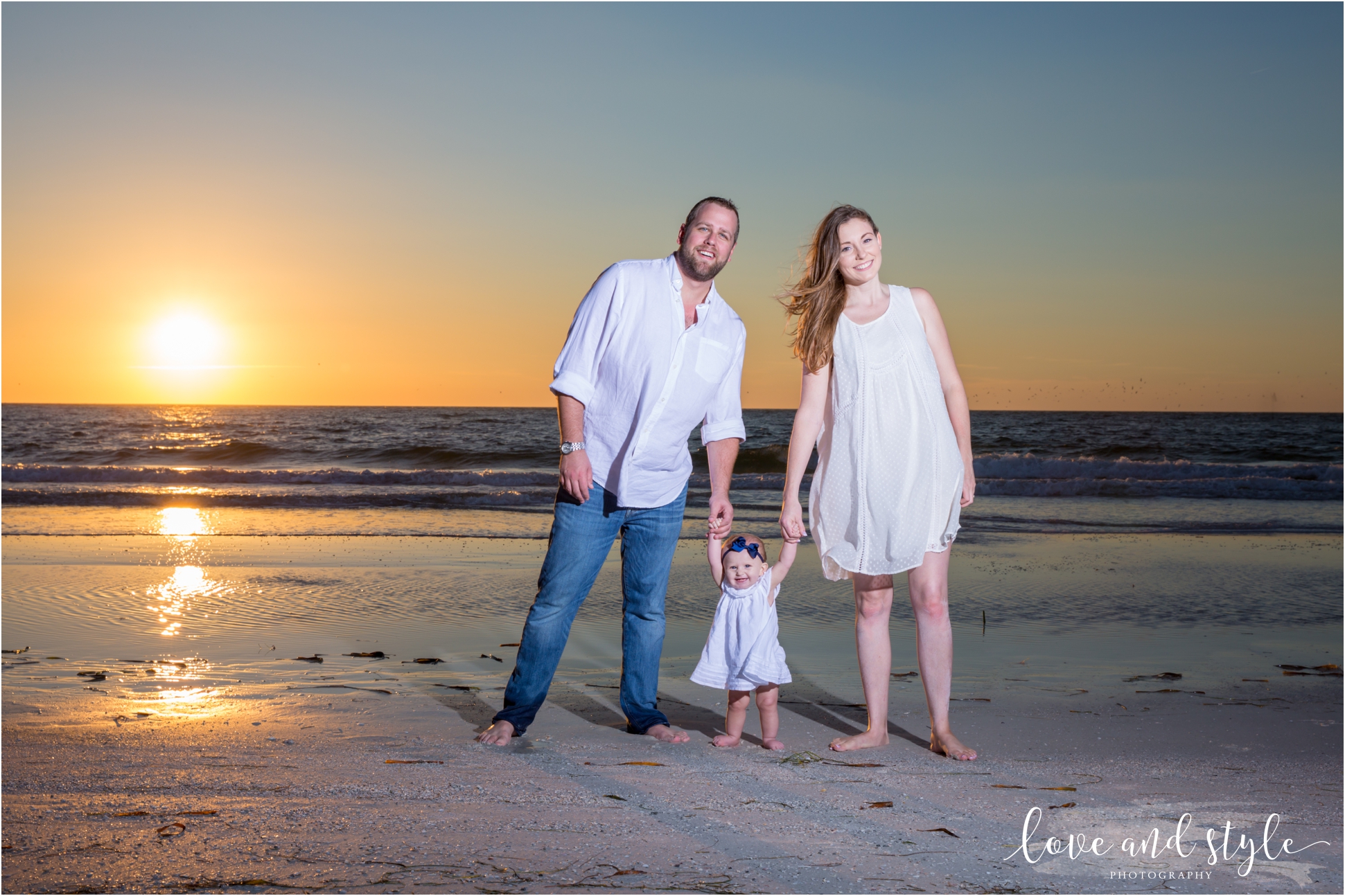 Family Portraits on Siesta Key Beach at sunset