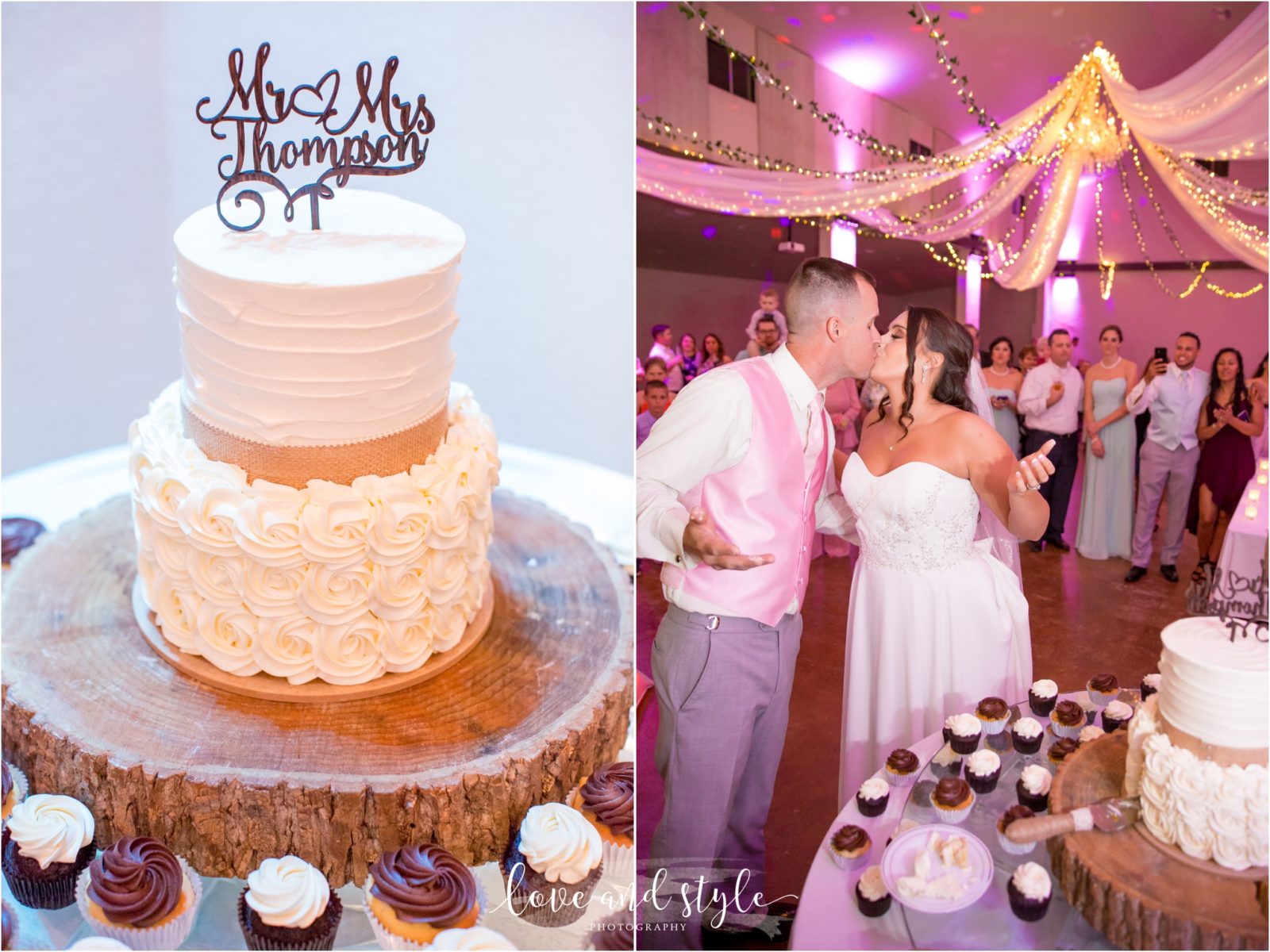 Bakers Ranch Wedding Love lock bridge bride and groom cutting the wedding cake