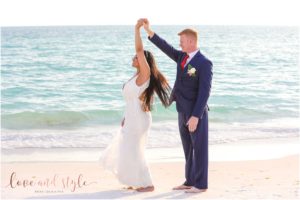 Holmes Beach Wedding bride and groom dancing on the beach