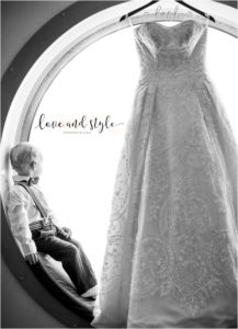 Disney Dream Cruise Wedding photo of the brides wedding dress and two year old son