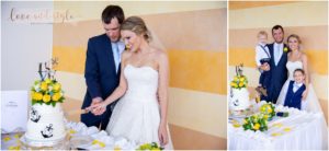 Disney Dream Cruise Wedding Photography of the bride and groom cutting the cake