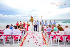 Beach House Wedding wide angle ceremony shot