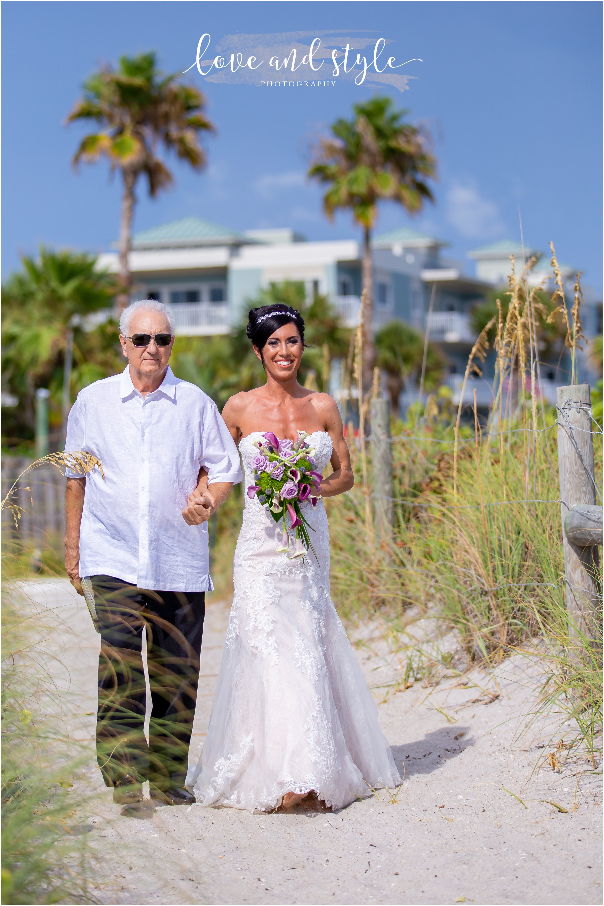 Englewood Beach Wedding by The Waverly with father walking bride down the aisle