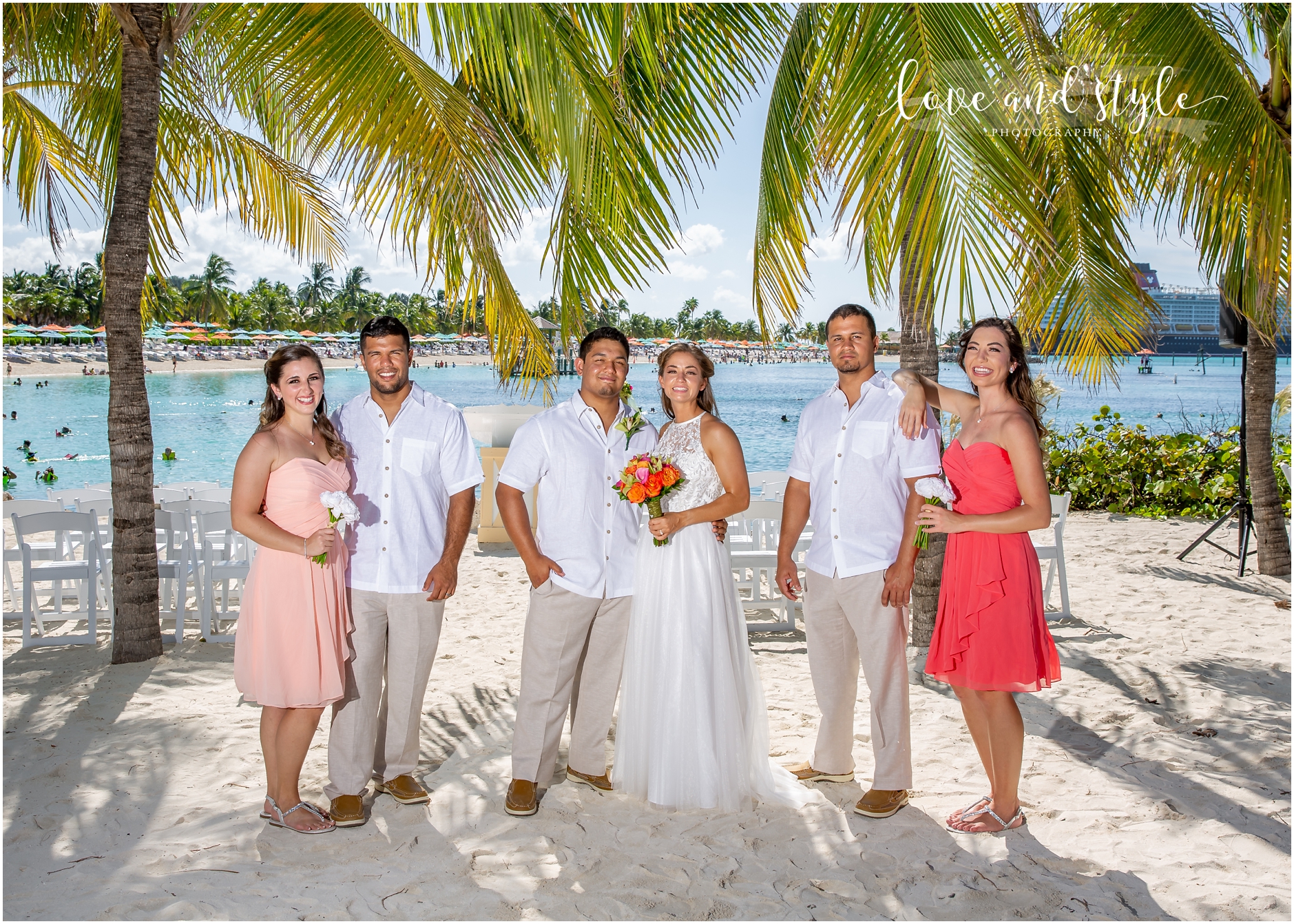 Disney Cruise Wedding bridal party on Castaway Cay