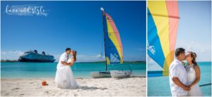 Disney Cruise Wedding bride and groom portraits on Castaway Cay