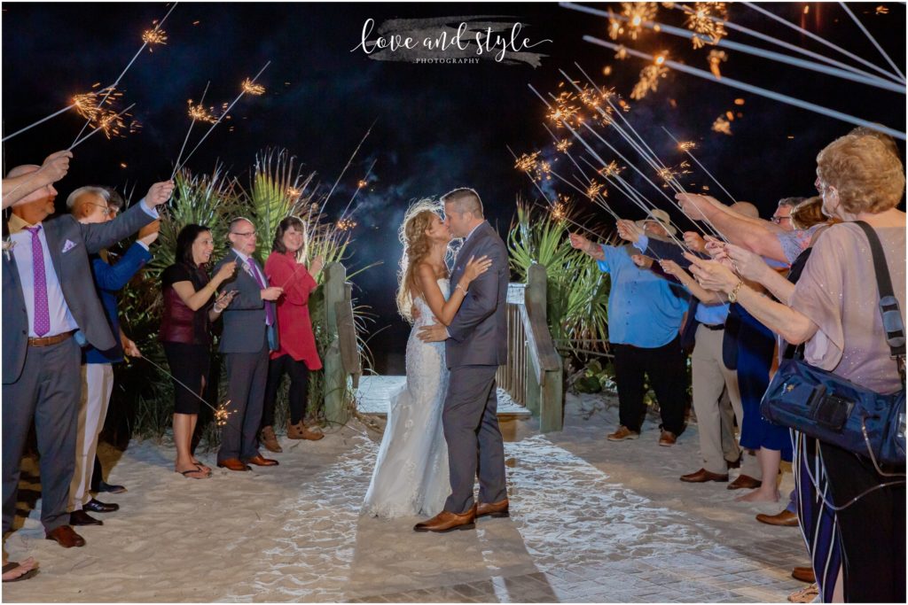 A Wedding at The Beach House on Anna Maria Island, sparkler exit