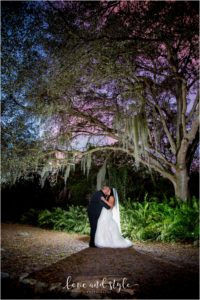 Sarasota Wedding Photographer at The Barn at Chapel Creek bride and groom portrait with backlight