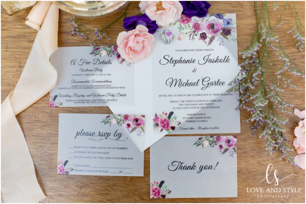A Baker's Ranch Wedding, invitation details