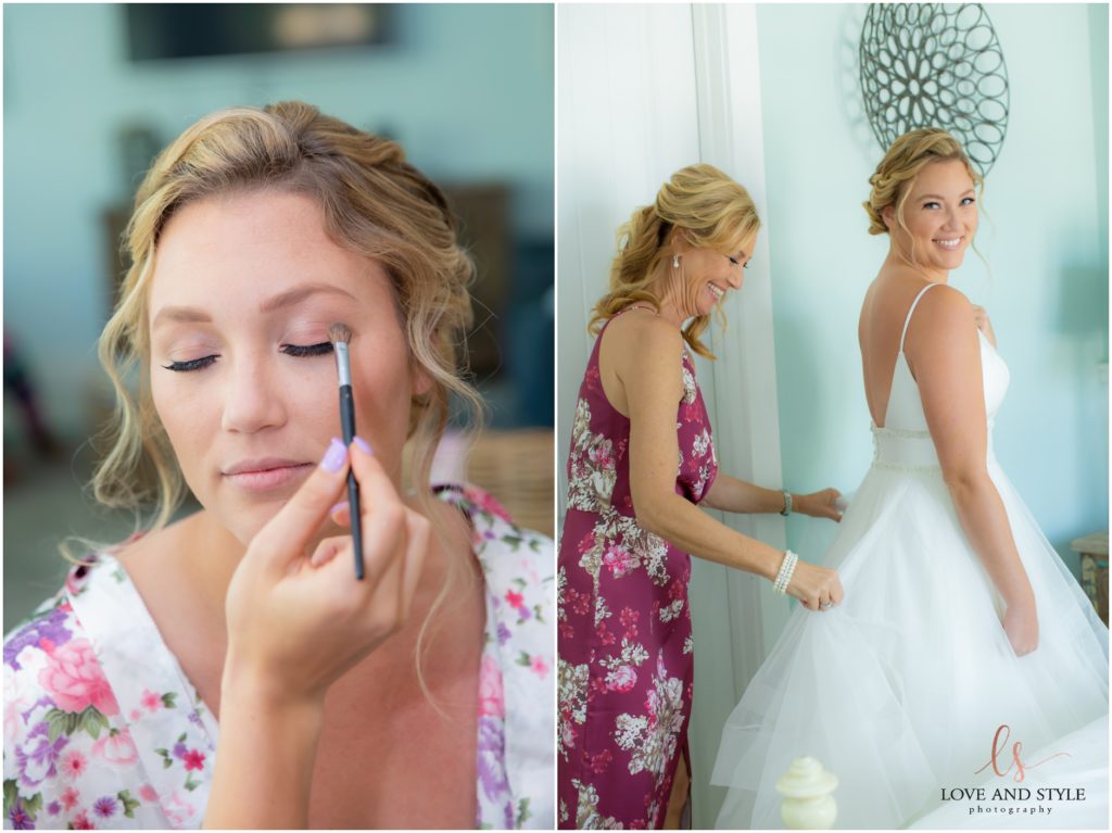 Bride with her bridesmaids getting ready before her Wedding at The Sandbar, Anna Maria Island