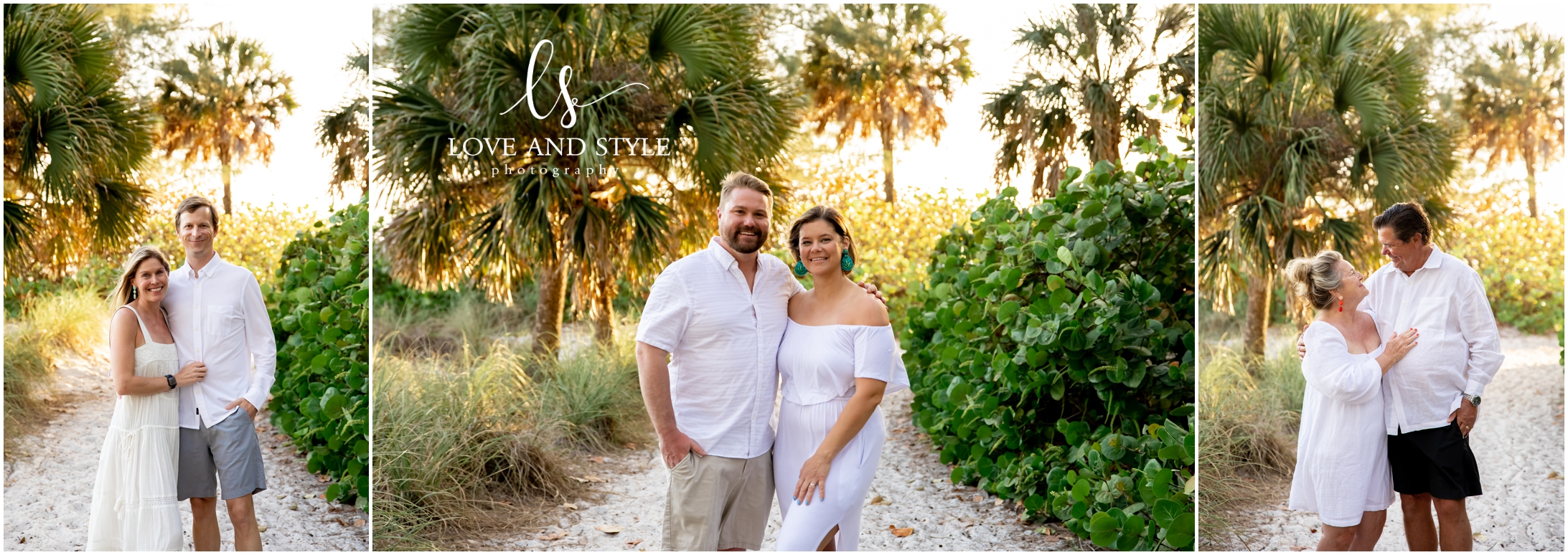 Family Photographer Anna Maria Island in the beach path with palm trees