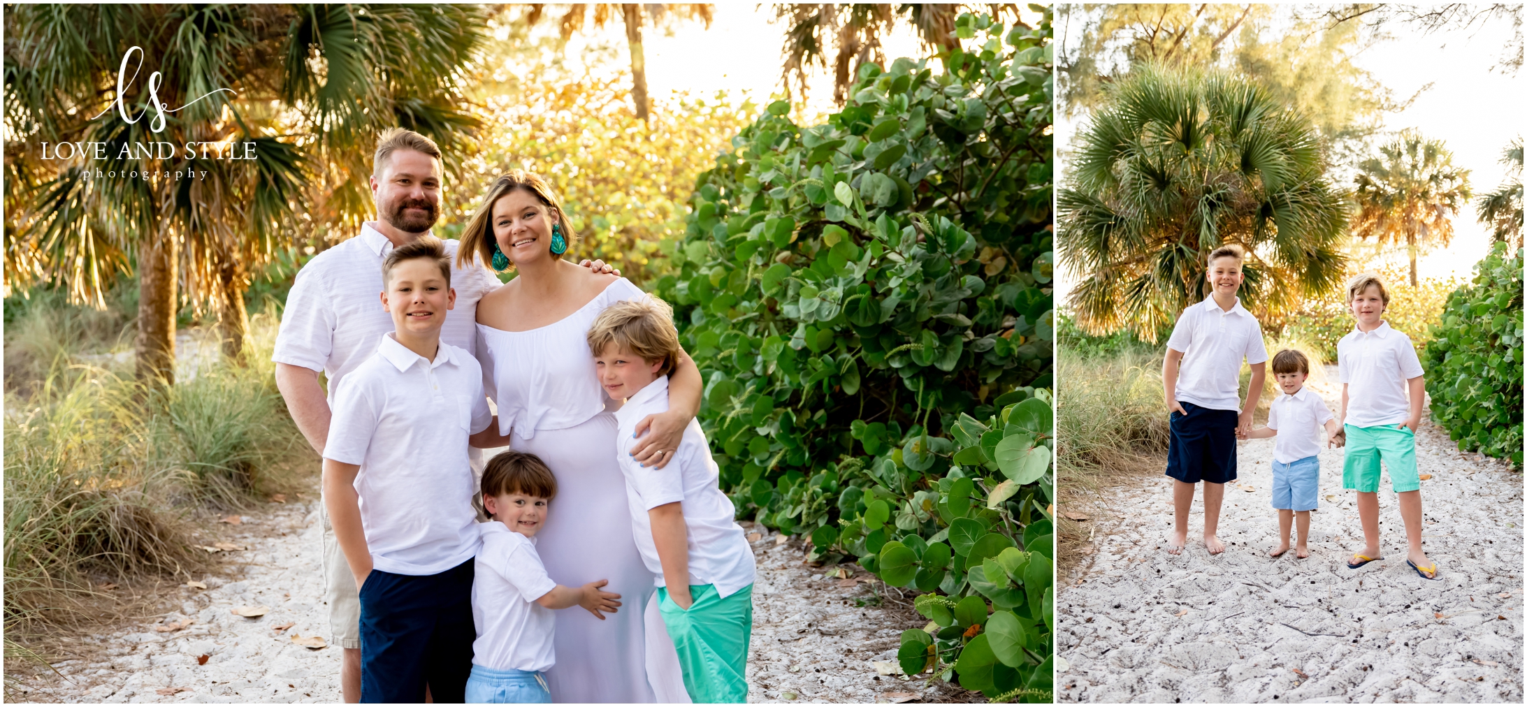 Family Photographer Anna Maria Island in the beach path with a family of five