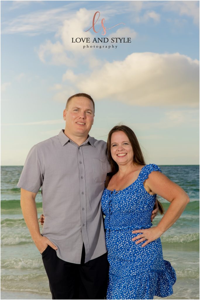 A couples photo on the beach at sunset