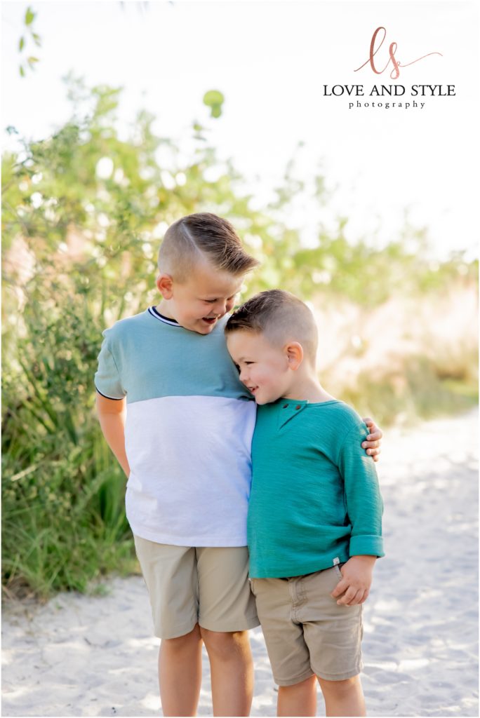 Siesta Key Family Photos of two young brothers on the beach path