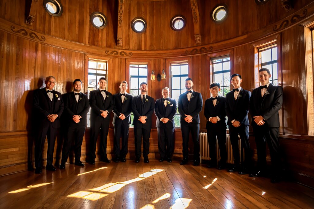 Groom and groomsmen at The Powel Crosely Estate before the ceremony