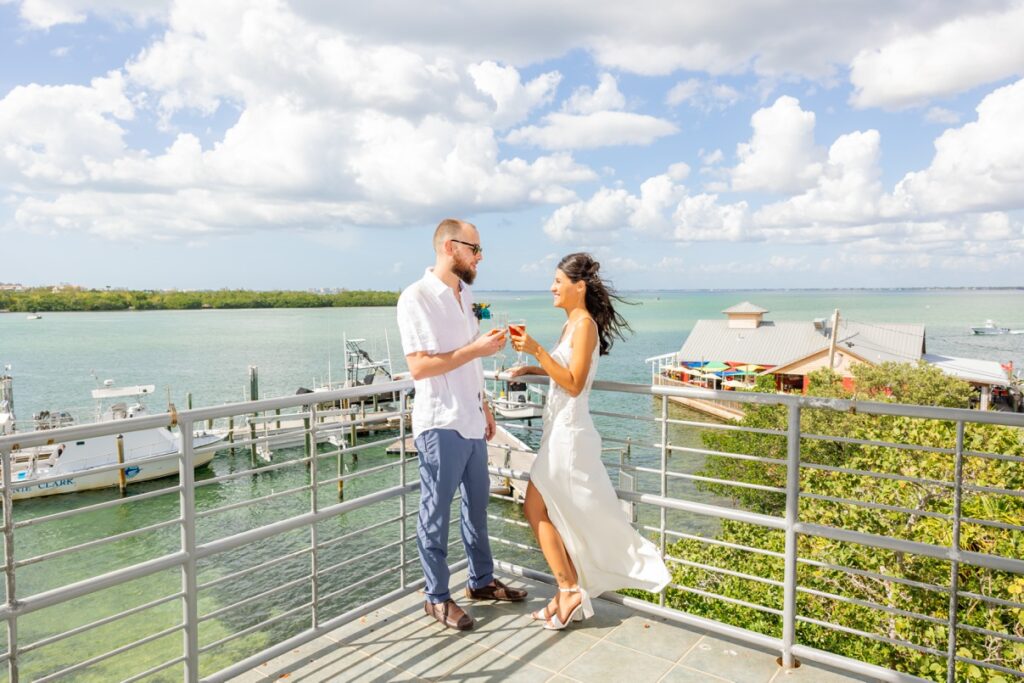 Bride and Groom at Mote Marine